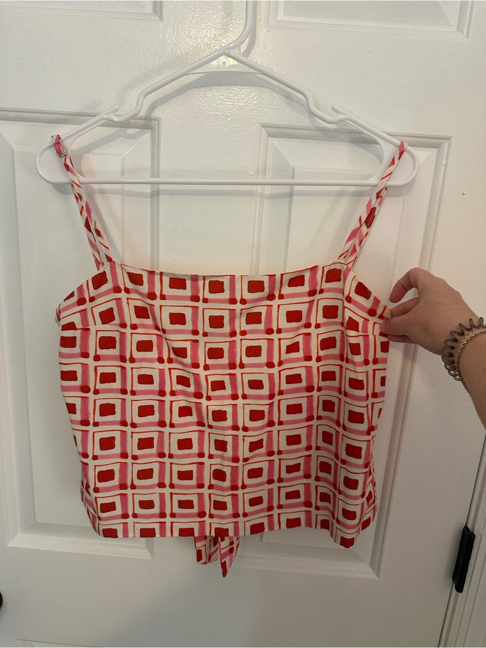 Zara Red & Pink Geometric Square Print Cami Top